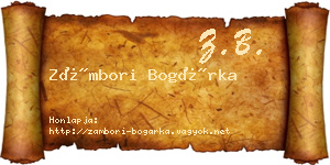 Zámbori Bogárka névjegykártya